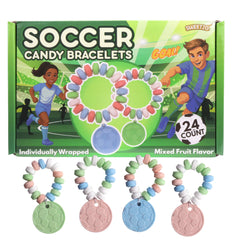 Sweetzo Soccer Candy Bracelets pack with colorful bracelets and soccer-themed charms.