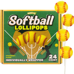 Sweetzo softball-shaped lollipops with sporty design, perfect for game-day sharing.