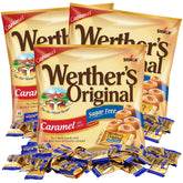Sweetzo Werther's Original sugar-free caramel candies three-pack for on-the-go snacking.