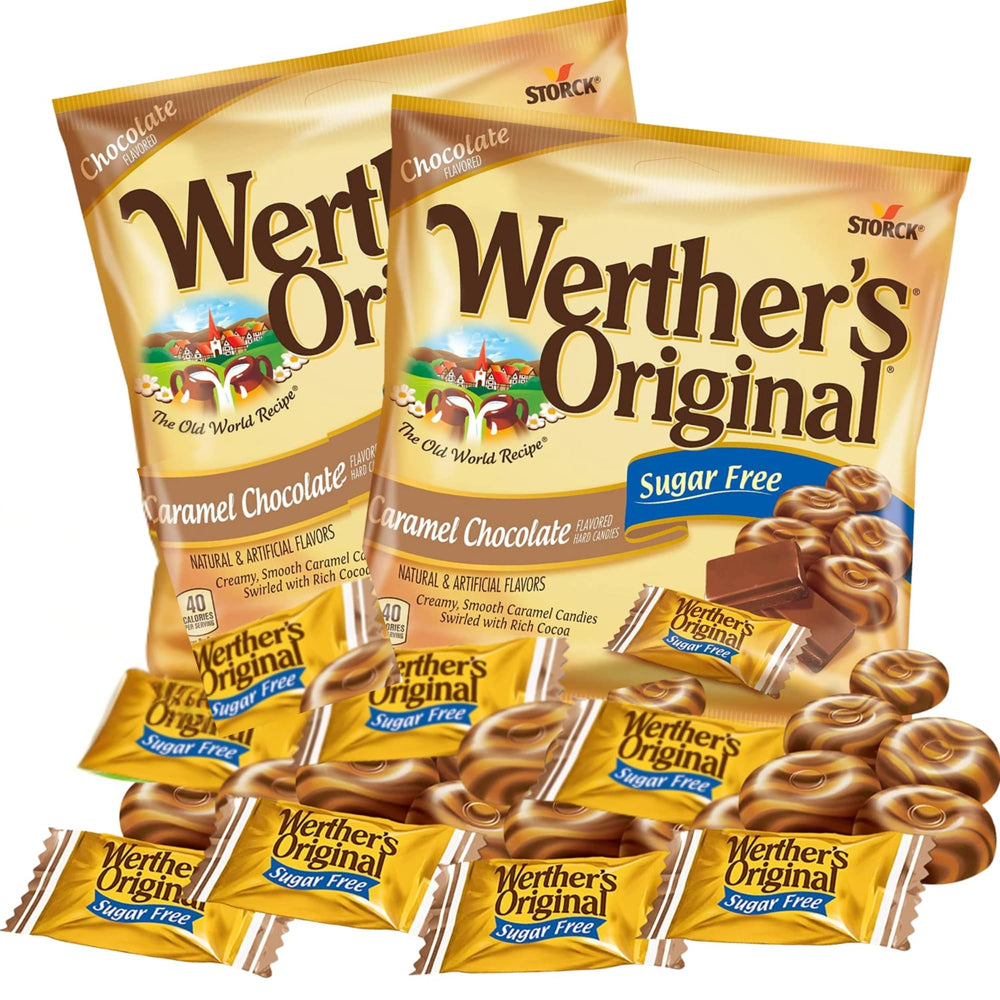 Sweetzo Werther's Original sugar-free candies on display, ideal for sugar-free indulgence.