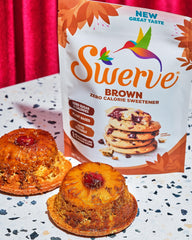 Swerve brown sugar replacement pour bottle for smooth dosing.