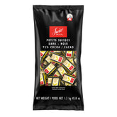 Swiss Delice 72% dark chocolate squares packaging highlights bulk value for gatherings