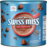 Swiss Miss milk chocolate hot cocoa canister front view for cozy mornings