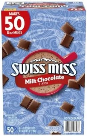 Swiss Miss milk chocolate hot cocoa packets for quick comforting warmth.