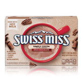 Swiss Miss Simply Cocoa packet with five ingredients, convenient single-serve option.