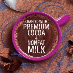 Snow day scene with Swiss Miss cocoa for comforting warmth.