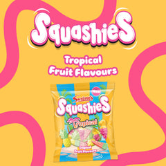 Close-up of Swizzels Squashies Tropical Drumstick candy showing soft texture