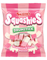 Swizzels Squashies Strawberry & Cream bag with two-tone candies for a tasty snack.