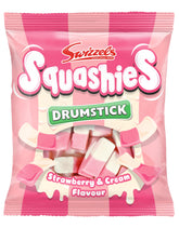 Swizzels Squashies Strawberry & Cream front view, two-tone candies ready to share