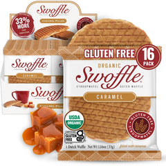 Swoffle caramel-filled stroopwafel with caramel center, ideal for coffee pairing