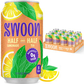 Swoon Half Unsweetened Tea and Lemonade bottle close-up shows bold flavor and zero sugar
