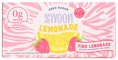 Swoon Pink Lemonade glass being poured, crisp taste without added sugar.