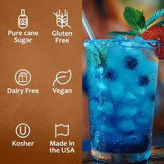 SYRUVIA Blue Raspberry Syrup with lemonade for refreshing drinks.
