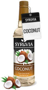 Syruvia Coconut Coffee Syrup bottle ready for cafe-style lattes.