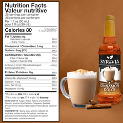 SYRUVIA Cinnamon Dolce syrup being poured to flavor a craft coffee