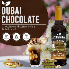 Syruvia Dubai Chocolate Syrup dessert drizzle adds indulgent sweetness