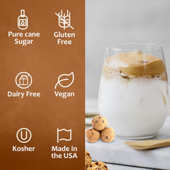 SYRUVIA ice cream topping syrup creates creamy cookie dough swirls.