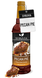 SYRUVIA Coffee Syrup pecan pie bottle pour enhances beverages with warm sweetness