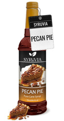 SYRUVIA Coffee Syrup pecan pie bottle pour enhances beverages with warm sweetness