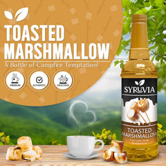 Latte topped with Syruvia toasted marshmallow syrup for creamy sweetness