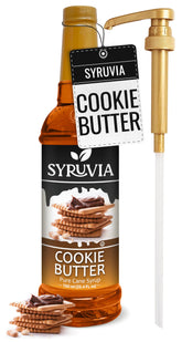 SYRUVIA Cookie Butter Syrup bottle front, ideal for latte flavoring.