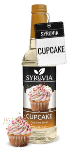 Syruvia Cupcake Syrup bottle ready to sweeten drinks and desserts.