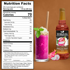 SYRUVIA Dragon Fruit Syrup pump in use for easy drizzle