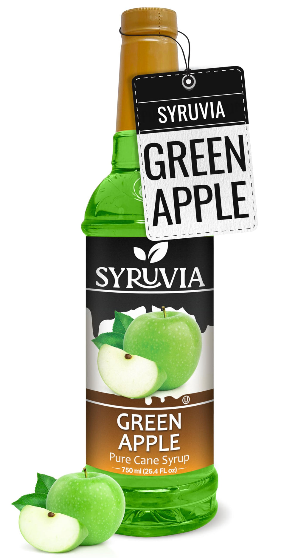 SYRUVIA Green Apple Syrup bottle adds vibrant apple flavor to drinks