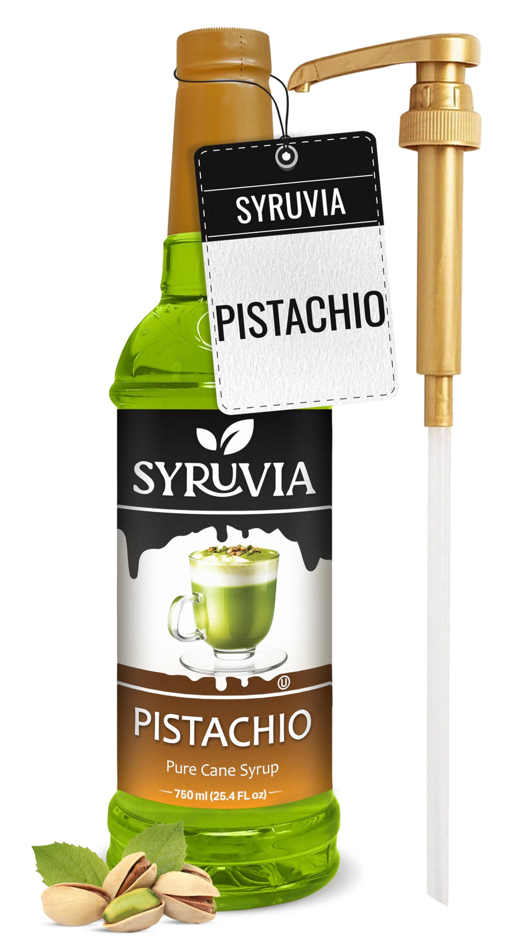 SYRUVIA Pistachio Syrup bottle with pump for easy dispensing