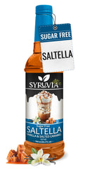SYRUVIA SALTELLA vanilla salted caramel bottle ready to flavor drinks