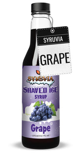 Syruvia grape snow cone syrup bottle ready for shaved ice and slushies