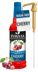 SYRUVIA Sugar-Free Cherry Syrup bottle with pump for easy, calorie-free flavoring