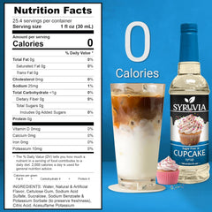 SYRUVIA Sugar Free Cupcake Syrup pours smoothly for lattes and shakes.