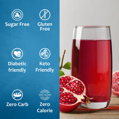 SYRUVIA Sugar-Free Pomegranate Syrup cocktail glass highlighting bold flavor addition.