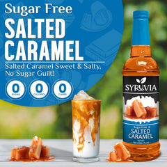 Syruvia bottle beside a foamy cappuccino highlighting rich aroma.