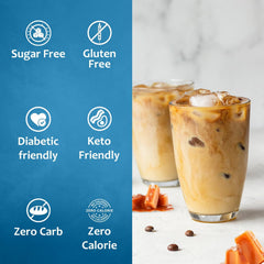 Syruvia salted caramel drizzle on iced coffee for a decadent twist.