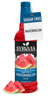 SYRUVIA Watermelon Syrup bottle shows sugar free flavor for cocktails