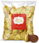 Taboom Belgian milk chocolate gold coins in a sealed 18oz bag for easy serving.