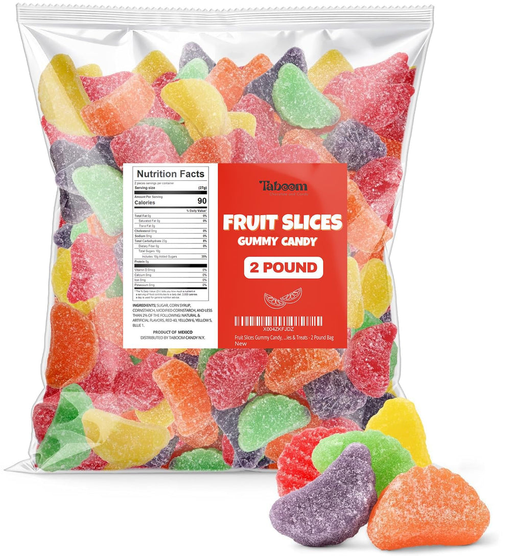 Taboom fruit slices on a colorful party platter for a dessert centerpiece.