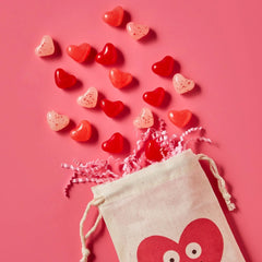 Taboom Valentine dessert table candy display using hearts