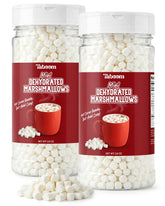 Taboom vanilla dehydrated marshmallow bits bottle closeup, ideal for festive hot cocoa.