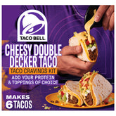 Taco Bell Cheesy Double Decker Taco kit assembled for a family dinner, showcasing the two components
