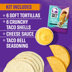Six soft tortillas from the Taco Bell kit prepared for cheese sauce and fillings