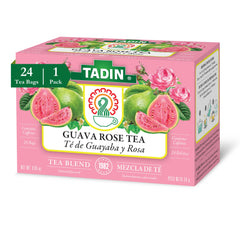 Tadin Guava Rose Tea bag steep reveals tropical flavors, ideal for a cozy afternoon cup.