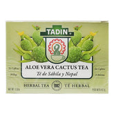 Tadin Tea Aloe Vera With Cactus front view shows caffeine-free herbal blend for digestive comfort