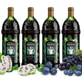 Tahitian Noni juice bottle pour showing authentic noni blend for daily wellness