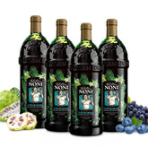 Tahitian Noni Juice Morinda bottle with Tahiti-inspired setting for daily wellness ritual
