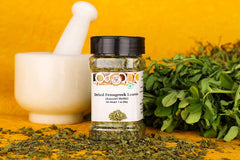 TAJ Gourmet Kasoori Methi foil-sealed jar preserves freshness.