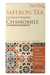 Taja Saffron Tea bag closeup showing saffron threads for calm moments