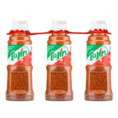 Tajin Clasico bottle front with lime-chili seasoning for flavor boost